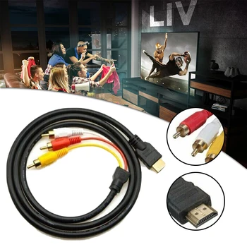 1,5 М HDMI-совместимый Av-штекер для преобразования в 3 RCA ТВ-приставку DV DVD Аудио-видео кабель для преобразования в 3rca адаптер цифрового проводного конвертера