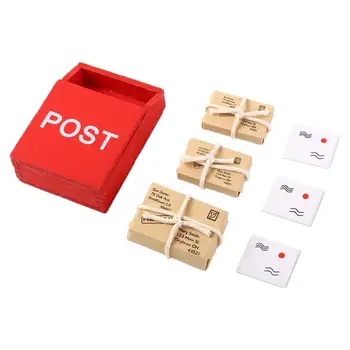 1 комплект Миниатюрный почтовый ящик для кукольного домика, Красный почтовый ящик с почтовым мешком, Открытка, Гном, Сказочная Садовая дверь, мебель, модель декора для дома