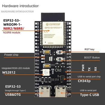 1 Шт ESP32 ESP32-S3 Wifi + Bluetooth Iot Двойная Плата разработки Type-C ESP32-C6-Devkitc-1 Плата разработки Пластик