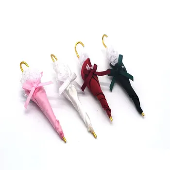 1 шт. женский кружевной зонтик, миниатюрное королевское подарочное украшение для именинницы, детские игрушки, аксессуары для кукольного домика, четырехцветный маленький зонтик
