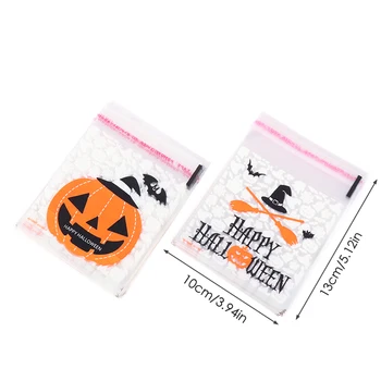 100шт печенья Хэллоуин конфеты сумки подарочные сумки счастливое печенье печенья сумки угощения пластиковые упаковочные пакеты для вечеринок на Хэллоуин 