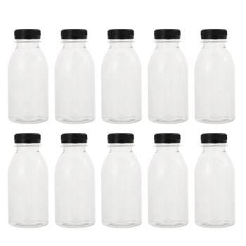 10шт Бутылок для хранения сока и напитков с крышкой из-под молока 14X6 см, Черные контейнеры для хранения холодного детского сока и пустых бутылок для детского сока