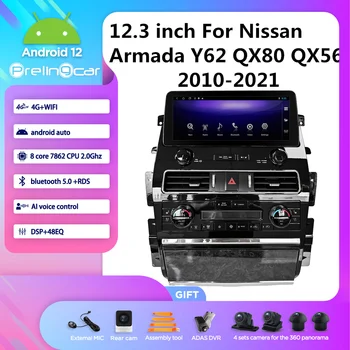 12,3-дюймовый Android 12 6G + 128 Гб Для Nissan Armada Y62 QX80 QX56 2010-2021 Авто Мультимедиа Gps Speler Радио Стерео Ondersteuning