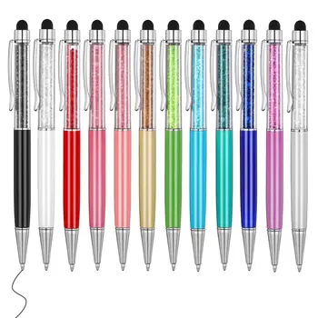12 шт. / лот Хрустальная шариковая ручка, креативный стилус, сенсорная ручка, 12 цветов, шариковая ручка для письма, Канцелярские принадлежности, школьные принадлежности