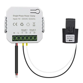 1Set Tuya Smart Zigbee Счетчик Энергии 80A С Зажимом Трансформатора Тока Kwh Power Monitor Пластиковая Статистика Электроэнергии