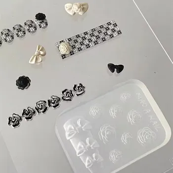1шт Цветок камелии 3D Акриловая форма для ногтей Роза Форма для дизайна ногтей DIY Дизайн Бантом Силиконовая форма Персиковое Сердечко Украшения для ногтей