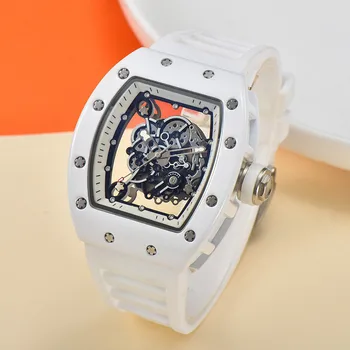 2023 Reloj Hombre RM с 3-контактным прозрачным дном, полнофункциональные мужские роскошные часы, мужские кварцевые автоматические часы
