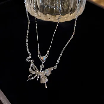 2023 Y2K, ожерелье с бабочкой из хрусталя для женщин, Легкое Роскошное Ожерелье для девочек в стиле панк, Гранж, Цепочка на ключицы, Модный Ювелирный подарок