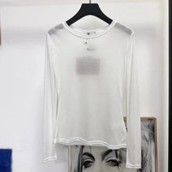 2023 Высококачественная универсальная нижняя рубашка с микропрозрачными буквами, легкая солнцезащитная футболка с длинным рукавом Spicy Girl