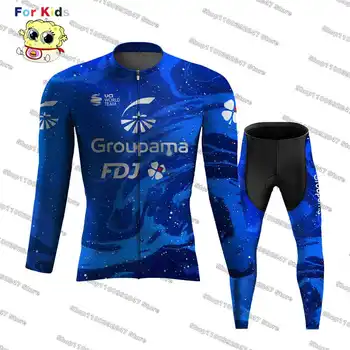 2023 Комплект детской велосипедной майки FDJ, детская быстросохнущая дышащая одежда MTB с длинным рукавом, рубашка для шоссейного велоспорта