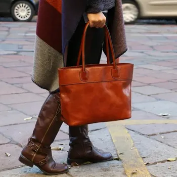 2023 Новая женская сумка в европейском и американском стиле, винтажная сумка из кожи с масляным воском, модная сумка через плечо большой емкости