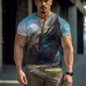2023 Новая летняя мужская футболка Странной формы с каменной 3D-печатью, футболка с Гавайскими каникулами, Уличная универсальная футболка