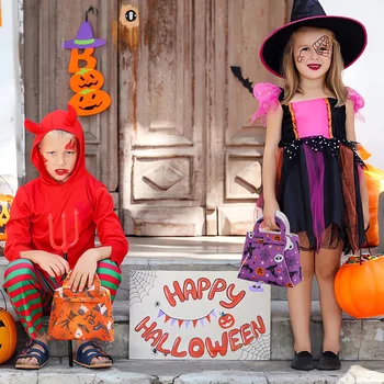 2023 Новая сумка для конфет на Хэллоуин, нетканая сумка-тоут из тыквы, украшение для вечеринки в честь фестиваля призраков, детская сумка-тоут