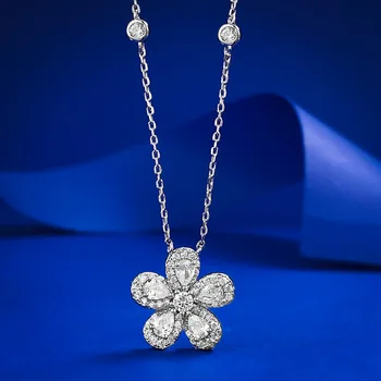 2023 Новое серебряное ожерелье из пяти лепестков S925 с подвеской в виде лепестков женской моды в стиле знаменитостей