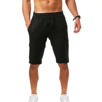 2023 Новые мужские летние Свободные льняные хлопчатобумажные дышащие спортивные повседневные шорты