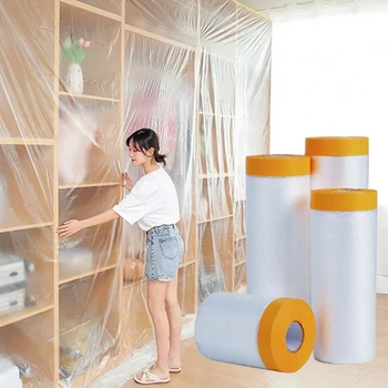 25-метровый Пылезащитный чехол для защиты мебели, Пылезащитный чехол, Одноразовая Водонепроницаемая пластиковая пленка, Защитная пленка для пыли в гостиной, кухне