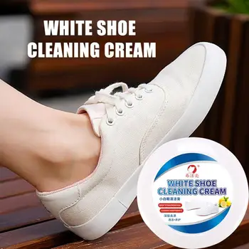 260 г белого крема для чистки обуви, поддерживающего чистоту обуви, прочного крема для удаления пятен большой емкости с губкой для белой обуви, кроссовок