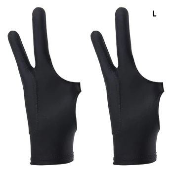 2шт 3-Слойная графическая Дышащая перчатка для рисования Левой и правой рукой, планшет для рисования цифровым искусством двумя пальцами, свободный размер, черный, универсальный