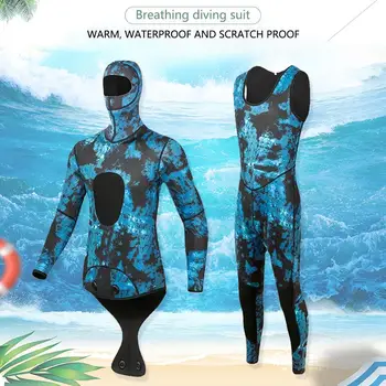 3 мм Неопреновый мужской гидрокостюм с капюшоном, цельный костюм для серфинга, подводного плавания с маской и трубкой, Водолазный костюм