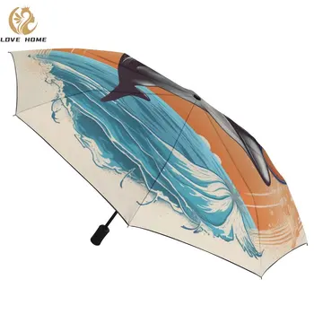 3-х Кратный зонт Dolphin, Уникальные зонты, Водонепроницаемый Портативный автоматический зонт