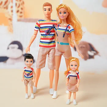 30 см Куклы принцессы Семейный набор из 4 человек Мама Папа Дети 1/6 Кукла Полный комплект одежды для обучения Подарок на День Рождения для детей