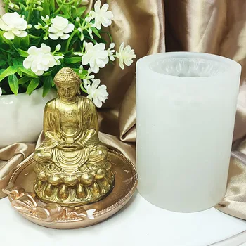 3D трехмерная статуя Будды, свеча для благовоний, силиконовая форма, шоколадная гипсовая капля, гелевая силиконовая форма