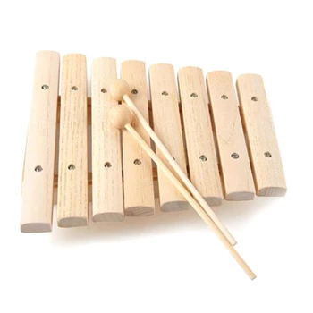 3X Для детей, натуральное дерево, деревянный 8-тональный ксилофон, ударная игрушка, Музыкальный инструмент для развития детской музыки