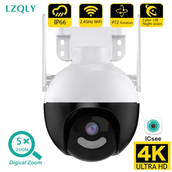 4K 8-Мегапиксельная PTZ IP-камера Беспроводная Купольная WIFI камера наблюдения CCTV Камера безопасности 5xZoom Ночного видения Защита безопасности iCSee