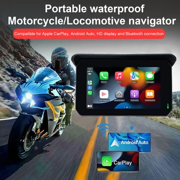 5-дюймовый мотоциклетный GPS-навигатор, беспроводной Apple CarPlay Android Auto с передней и задней камерой-рекордером, экран GPS Carplay Display