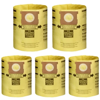 5 Упаковок Вакуумных Пылевых Фильтровальных Мешков для 5-8-Галлоновых Цеховых Пылесосов Переменного Тока типа Wet Dry, 90661 906-61 9066100 90671 9067100 и т. Д