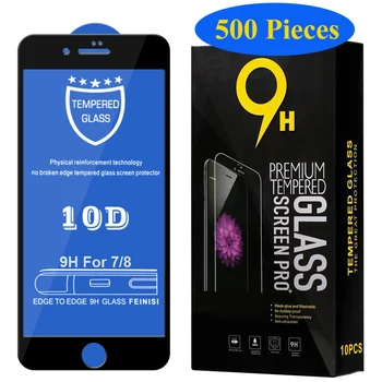 500шт 10D Закаленное Стекло Изогнутая Пленка Протектор Экрана Для iPhone 14 Pro Max 13 Mini 12 11 XS XR X 8 7 6 Plus SE С Пакетом