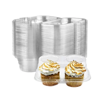 50ШТ контейнеров для кексов с 2 отделениями Прозрачные коробки для кексов Герметичные Штабелируемые держатели для кексов Контейнеры для кексов