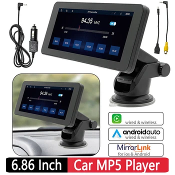 6,86-Дюймовый Автомобильный Радиоприемник 1Din Аудио Стерео Беспроводной Carplay Android Auto Bluetooth Мультимедийный Плеер Авторадио Встроенный Динамик