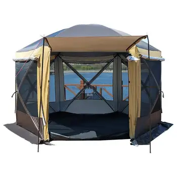6-Сторонняя палатка Для сбора семьи, автоматически защищающая от дождя и ветра, Шестиугольная автомобильная палатка для кемпинга, Передвижной павильон-Юрта