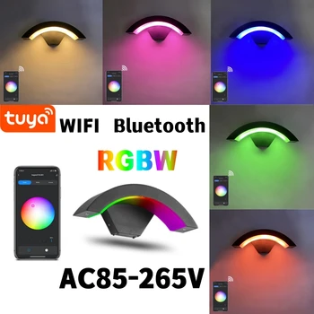 9 Вт RGBW Умный Наружный Настенный Светильник Tuya Wifi Bluetooth App Dimmable IP65 Освещение 18 Вт Белый Теплый Домашний Уличный Крыльцо Светодиодные Фонари