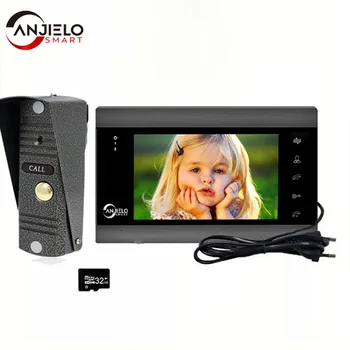 Anjielosmart 7-дюймовый видеодомофон, камера наблюдения, защита безопасности, Интерфон, ночное видение для квартиры
