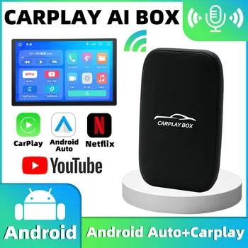 CarPlay Ai Box; Беспроводной автоматический адаптер Android для Netflix YouTube; Универсальная мультимедийная потоковая коробка с автоматическим подключением Wi-Fi Blueooth
