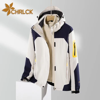 CHRLCK Мужская водонепроницаемая флисовая куртка для пеших прогулок 