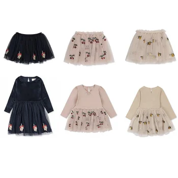 EnkeliBB Предпродажа осенних платьев-пачки с длинными рукавами для маленьких девочек, платья с вишневым и лимонным рисунком, детская брендовая одежда, новые поступления
