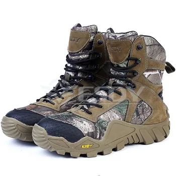 Esdy Зимние мужские ботинки Военный камуфляж Повседневные тактические ботинки Кожаные армейские ботинки Мужские защитные ботинки по щиколотку Рабочая обувь