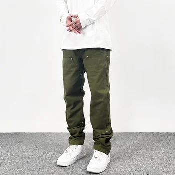 Harajuku, молния на щиколотке, Однотонные прямые повседневные мужские брюки-карго в стиле ретро с высокими уличными карманами, хип-хоп, Мешковатые брюки оверсайз