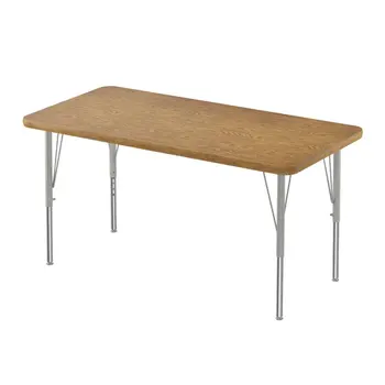 Inc. Роскошные столы для работы под высоким давлением 24x48 дюймов, прямоугольные, средний дуб, серебристый туман