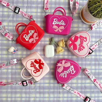 Kawaii Barbie, розовая детская сумка, силиконовый кошелек для девочек с аниме-мультфильмами, милые Барби, любовь, сумка-мессенджер, кошелек для монет на плечо, подарок