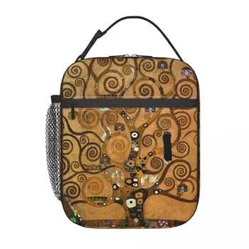 Klimt Tree Of Life Студенческая школьная сумка для ланча Оксфордская сумка для ланча для офиса, путешествий, кемпинга, термоохладитель, ланч-бокс