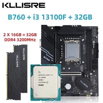 Kllisre B760 Kit Core i3 13100F 2 *16 ГБ = 32 ГБ Оперативной памяти DDR4 3200 Настольная Оперативная память LGA 1700 Комплект материнской платы