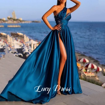 Lucy Line Вечернее платье для вечеринок, элегантные роскошные выпускные платья знаменитостей с высоким разрезом, сексуальный рукав на одно плечо