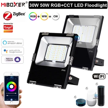 MiBoxer 30 Вт 50 Вт Smart WiFi RGB + CCT Светодиодный Прожектор (Zigbee 3.0) FUTT02Z IP65 Водонепроницаемое Наружное Ландшафтное Освещение Приложение Voice Contro