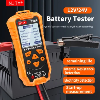 NJTY T2808 Battery Tester12V 24V 696 CCA Определение Внутреннего Сопротивления Аккумуляторной Системы Автоматический Анализатор Заряда Батареи Автомобильный Тестер Заряда батареи