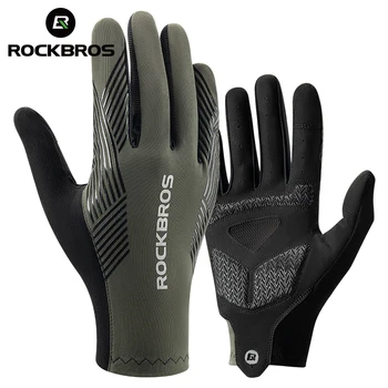 Rockbros оптом Велосипедные перчатки S310 с полным пальцем, Весна-лето, Дышащие велосипедные перчатки SBR с сенсорным экраном, Ударопрочные Дорожные перчатки MTB