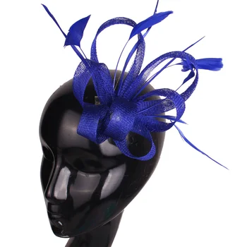 Royal Blue Bride Элегантный Завораживающий головной убор Повязки на голову Модные головные уборы из перьев Элегантные женские украшения для волос Аксессуары